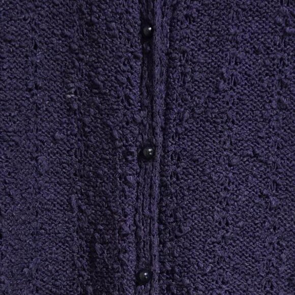 Vintage 80's Le Roy Knitwear Button Up Classic Cardigan Dark Navy Women's M - Picture 3 of 4